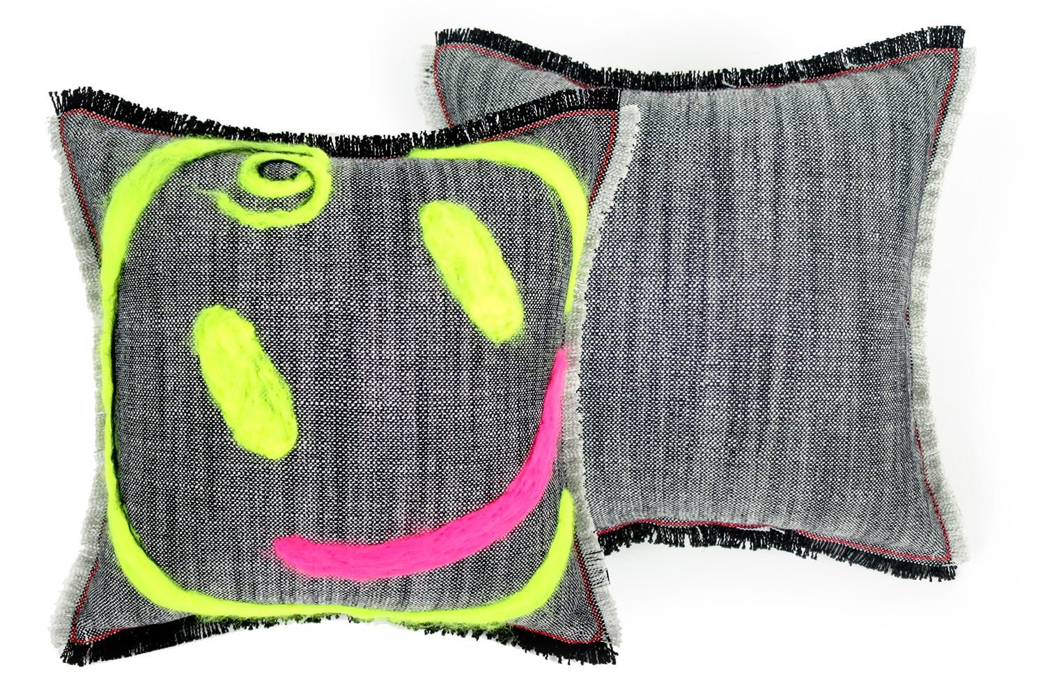 The Message - Smile ハンドメイドメッセージクッション ブラック 35×35cm 中材付 - HOUSE OF JAPAN Shop