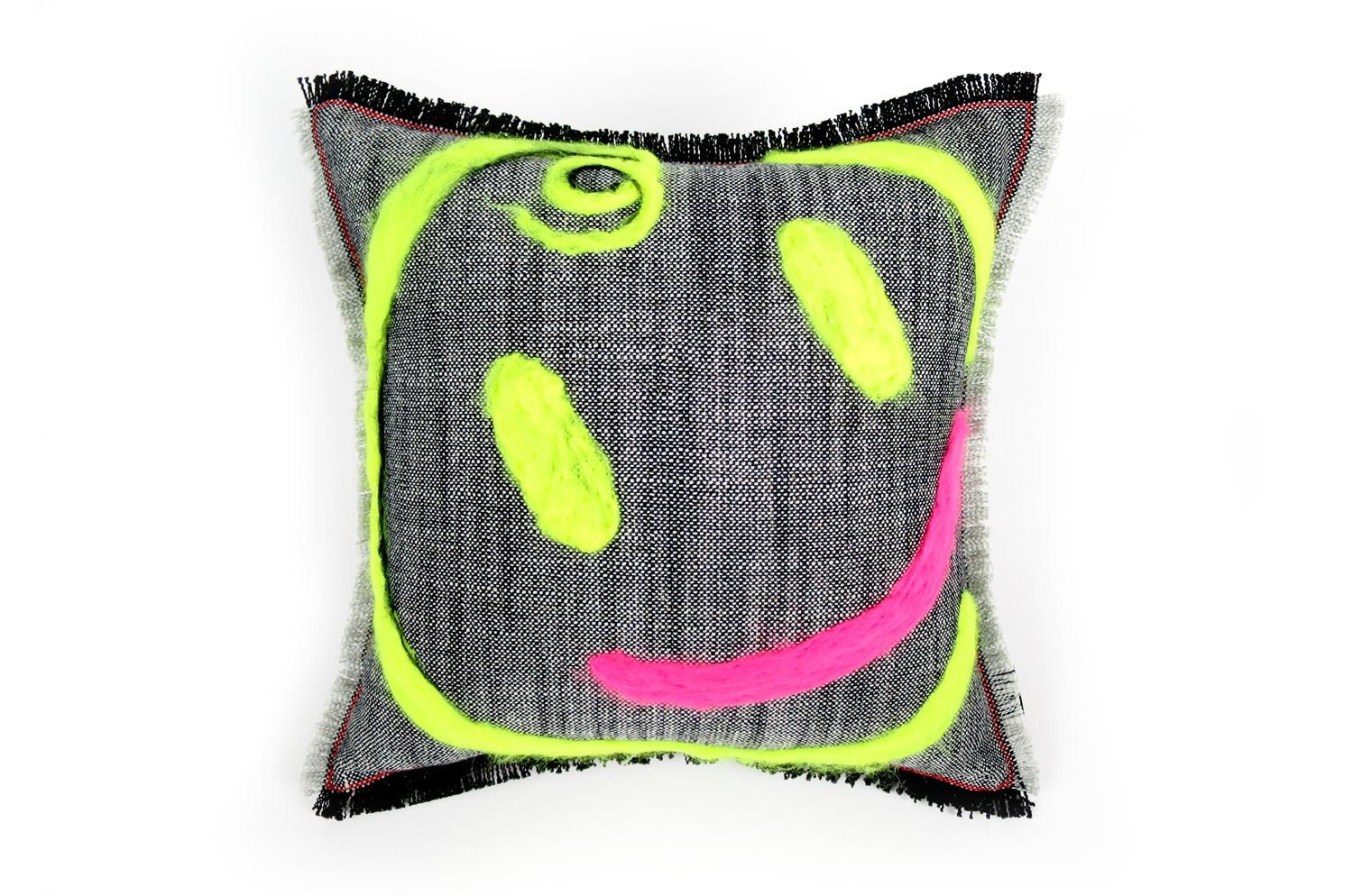 The Message - Smile ハンドメイドメッセージクッション ブラック 35×35cm 中材付 - HOUSE OF JAPAN Shop