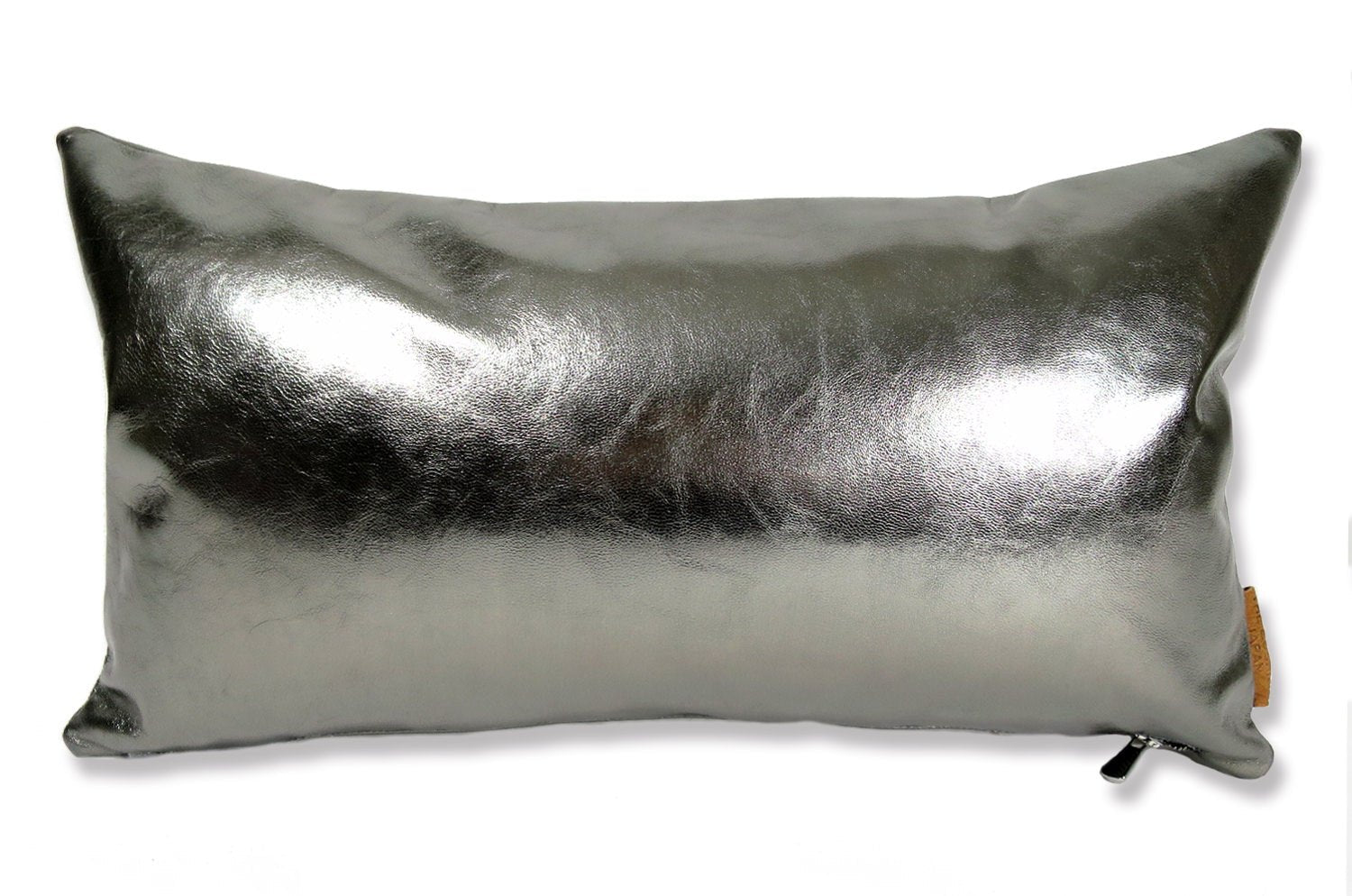 The Metal Goat leather ヤギ革クッション メタルシルバー箔 45×25cm 中材付 - HOUSE OF JAPAN Shop