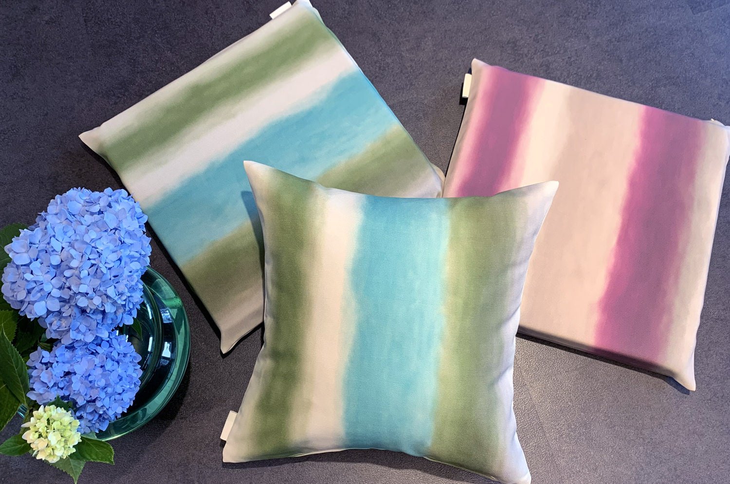 The Mint Gradation ミントグラデーションクッションカバー sun+sun mint 撥水加工 45×45cm - HOUSE OF JAPAN Shop