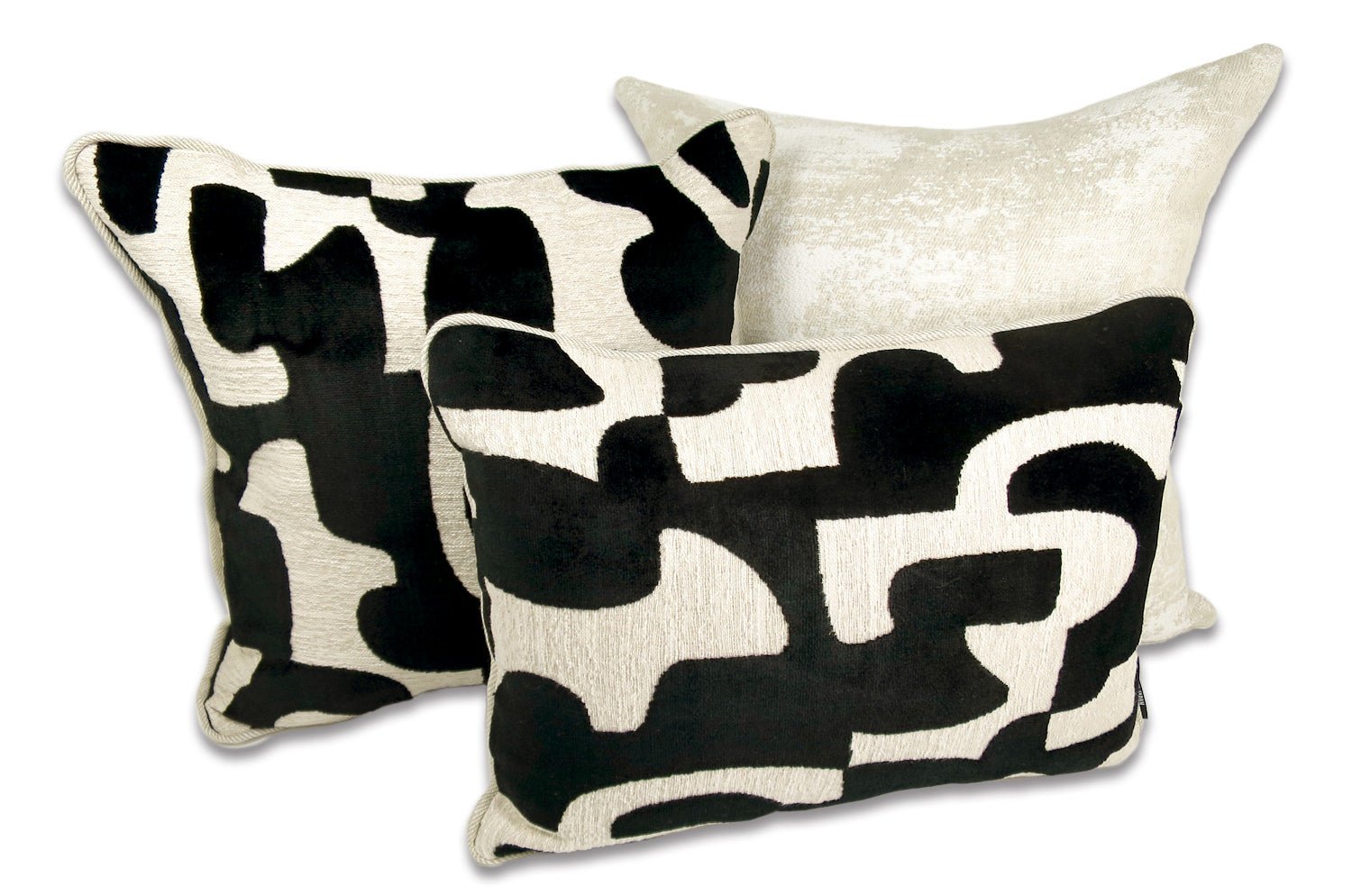 The Modern art mahori Velvet マオリ ジャカードベルベット クッションカバー (リネンブラック) 45×45cm - HOUSE OF JAPAN Shop