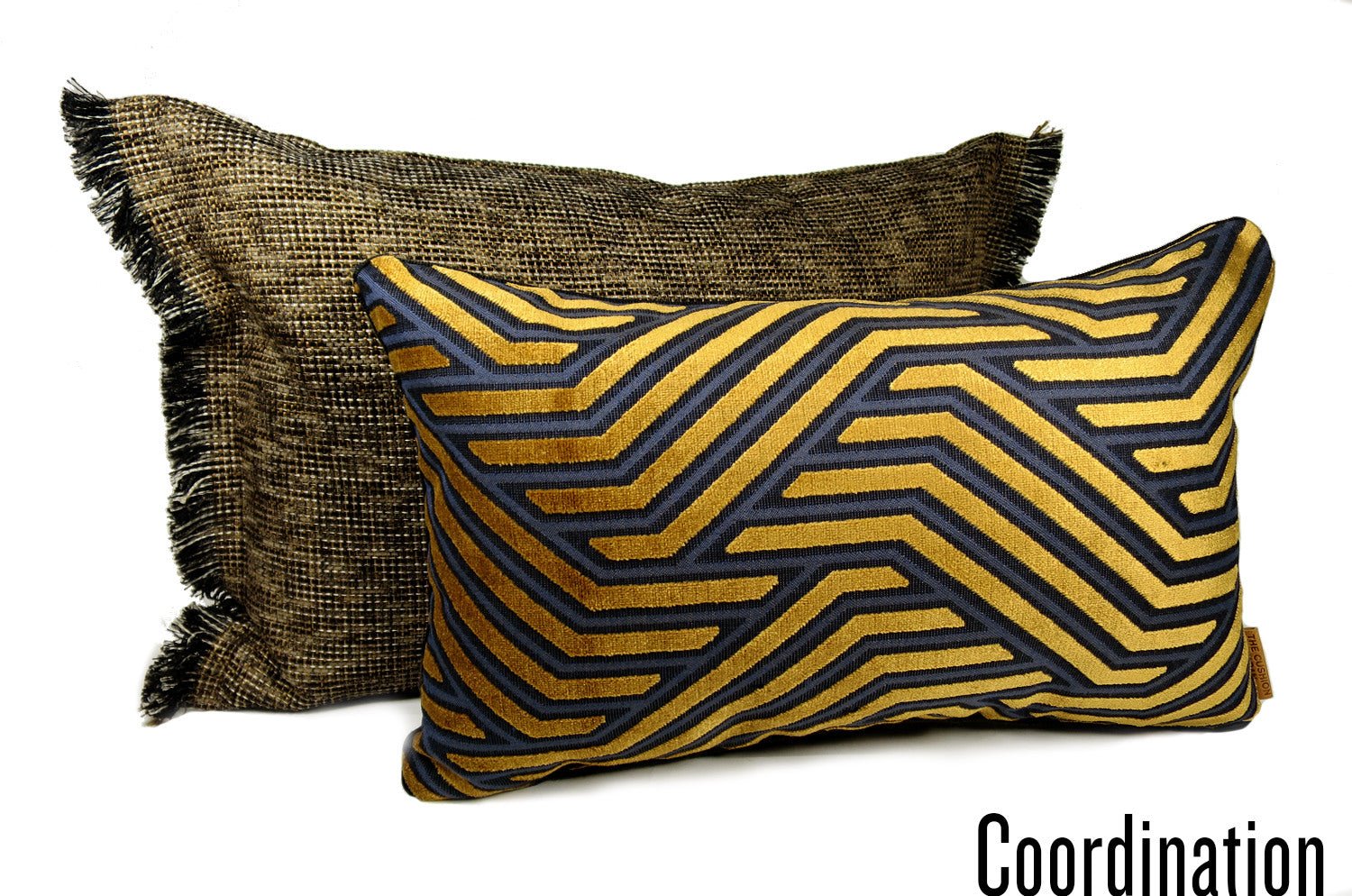 The Modernist モダニスト ジャカードベルベット クッション ゴールドブラウン 50×30cm 中材付 - HOUSE OF JAPAN Shop