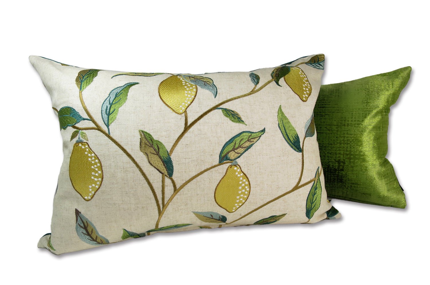 The MORRIS ウイリアムモリス レモンツリー 刺繍クッション(ブルーグリーン) 50×35cm 中材付 - HOUSE OF JAPAN Shop