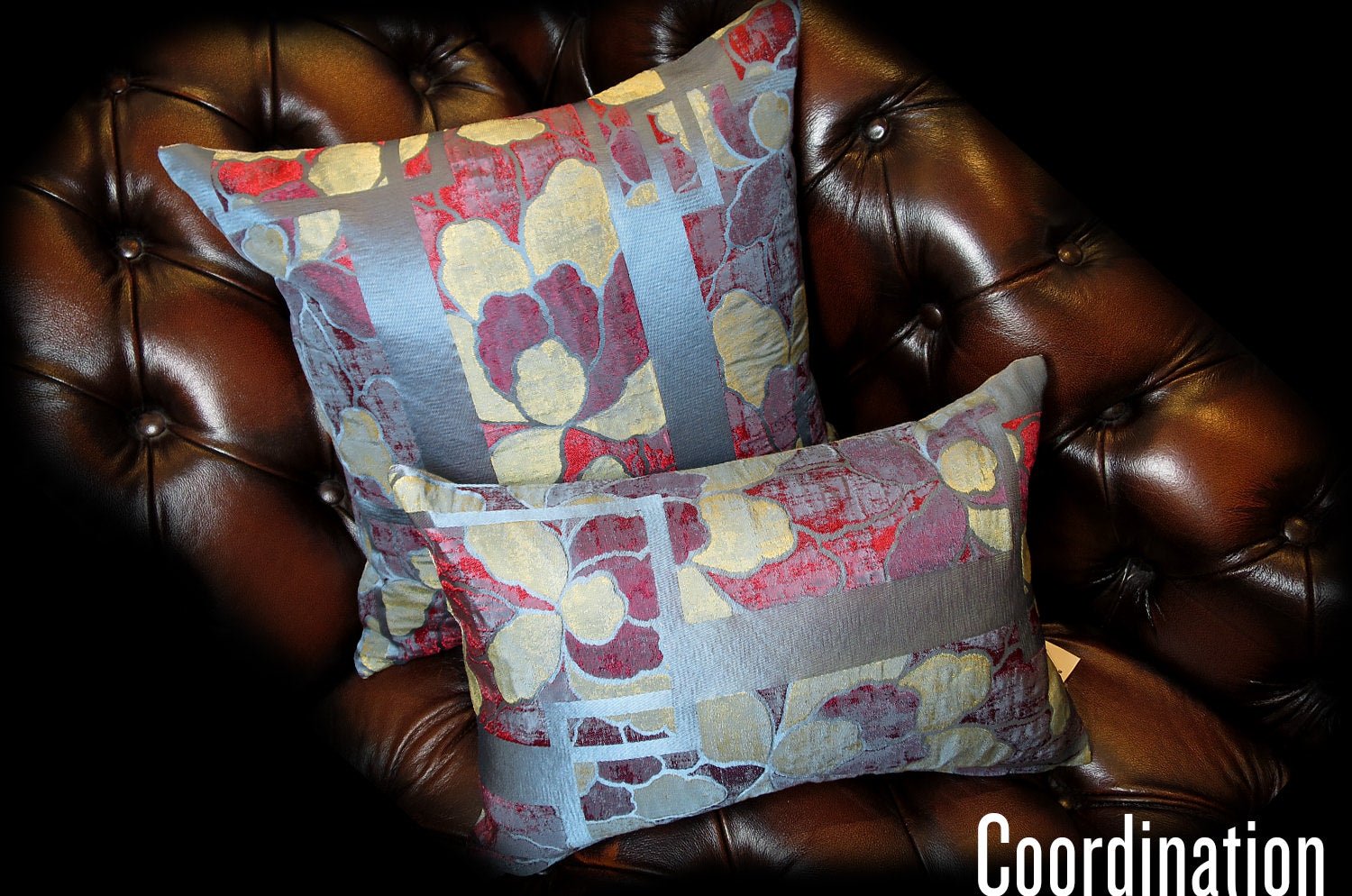 The NAGANO アルマーニカーザ ナガノ クッションカバー(PETROLIO/ROSSO/ORO ブルー) 45×45cm - HOUSE OF JAPAN Shop