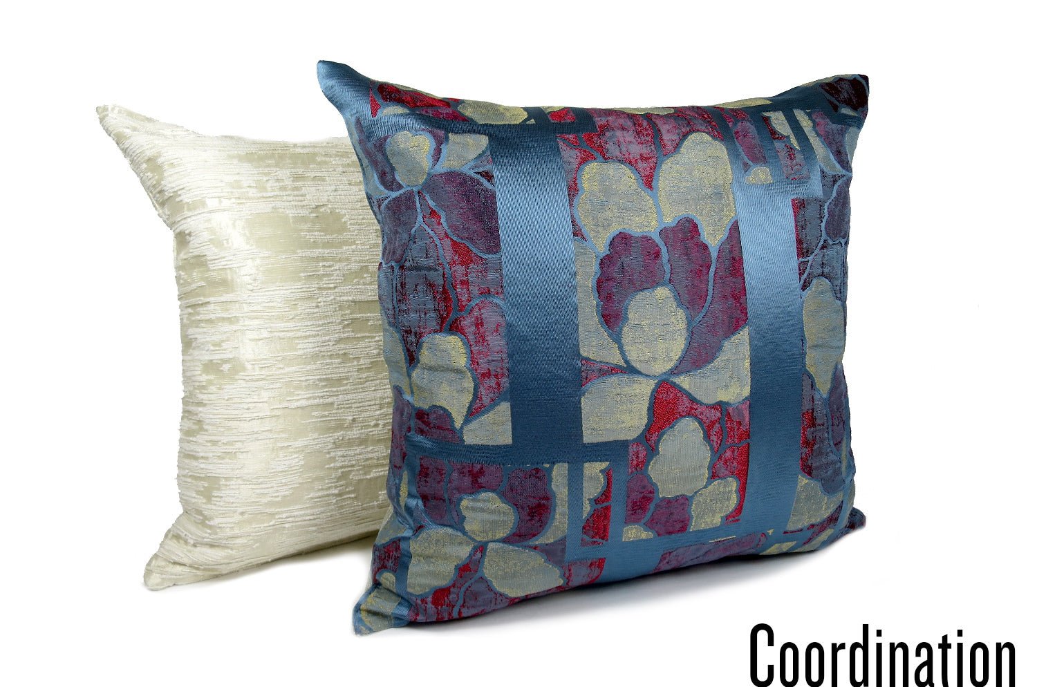 The NAGANO アルマーニカーザ ナガノ クッションカバー(PETROLIO/ROSSO/ORO ブルー) 45×45cm - HOUSE OF JAPAN Shop