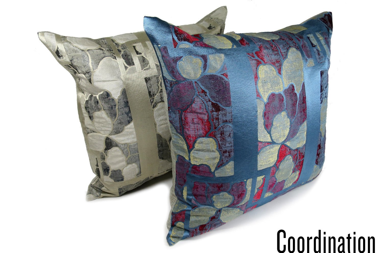 The NAGANO アルマーニカーザ ナガノ クッションカバー(PETROLIO/ROSSO/ORO ブルー) 45×45cm - HOUSE OF JAPAN Shop