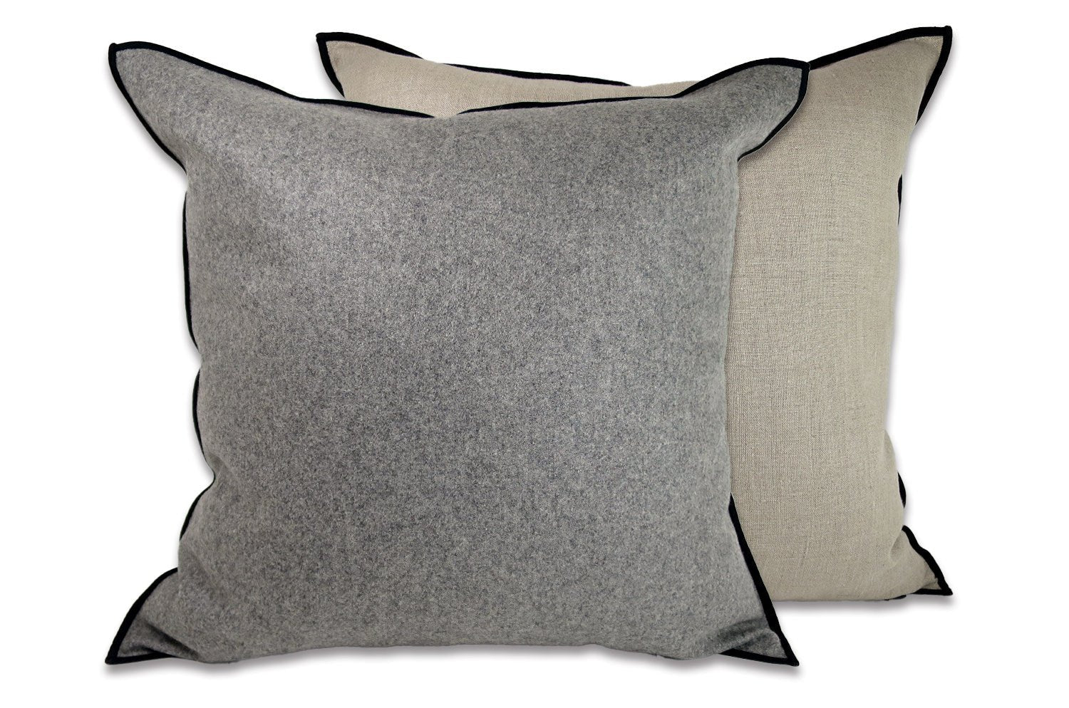 The Natural フレンチウール+リネン フレームクッションカバー (グリスグレー&サンド) 45×45cm - HOUSE OF JAPAN Shop