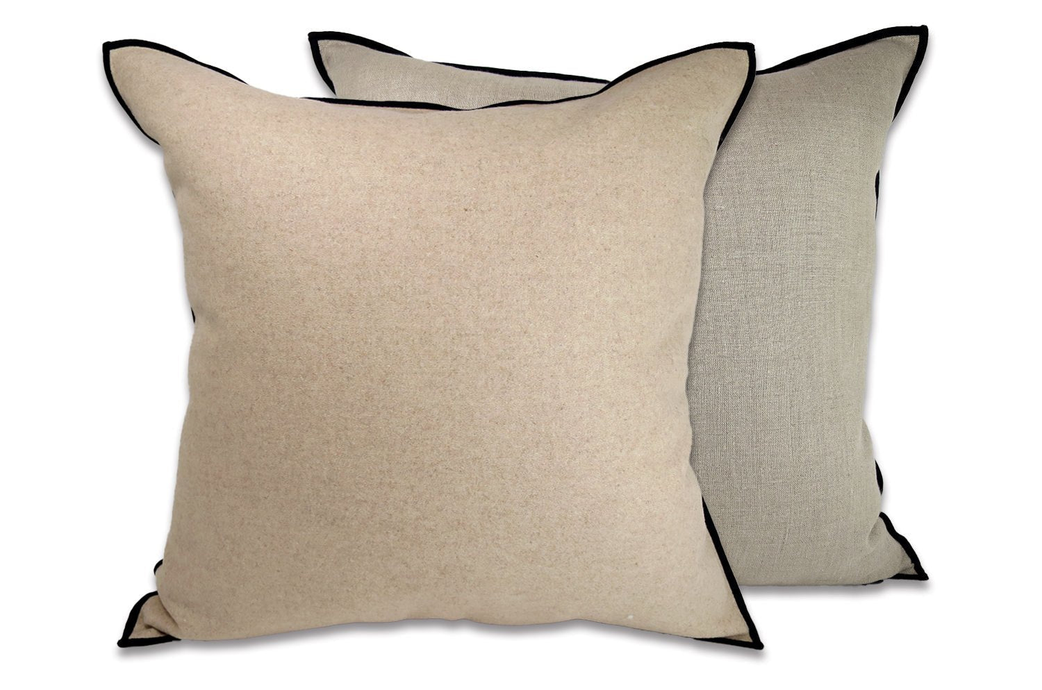 The Natural フレンチウール+リネン フレームクッションカバー (エクリュベージュ&サンド) 45×45cm - HOUSE OF JAPAN Shop