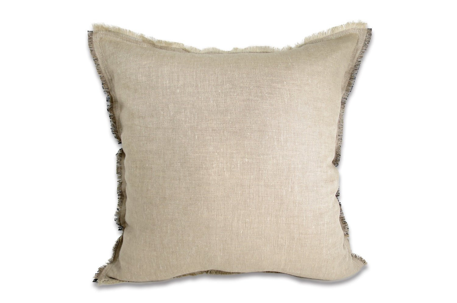 The Natural Linen ナチュラルリネンシャギーフリンジ クッションカバー(ナチュラル×ブラック) 45×45cm - HOUSE OF JAPAN Shop
