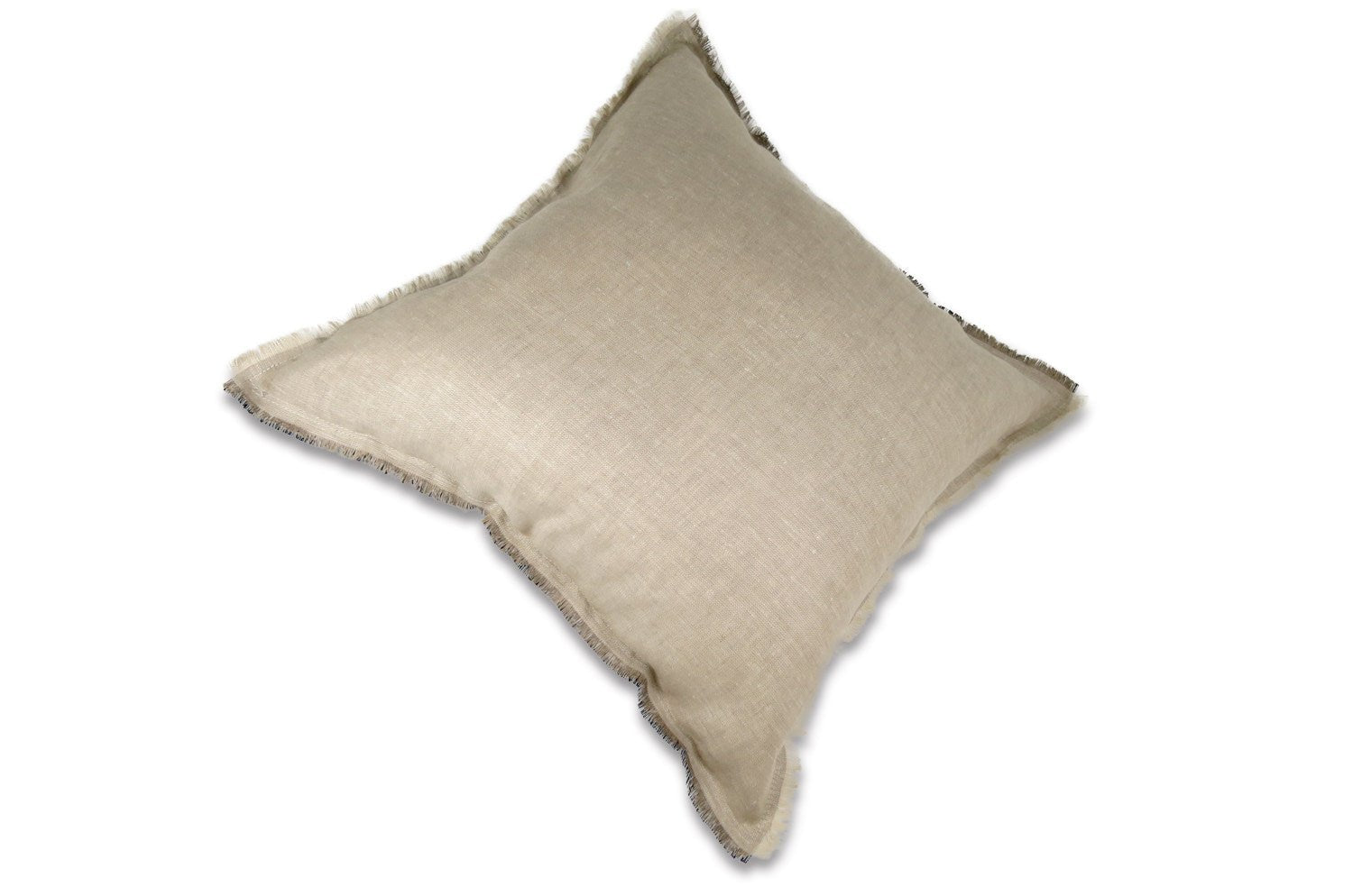 The Natural Linen ナチュラルリネンシャギーフリンジ クッションカバー(ナチュラル×ブラック) 45×45cm - HOUSE OF JAPAN Shop