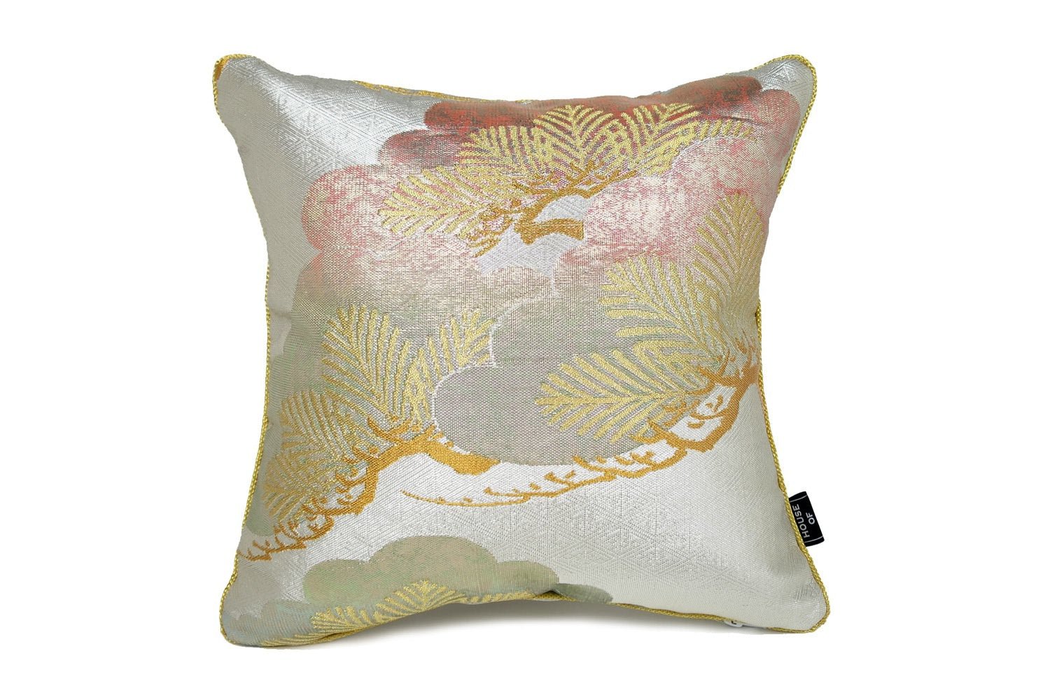 The Neo Japanesque ヴィンテージ帯地クッション 松文様<白銀> 28×28cm 中材付 - HOUSE OF JAPAN Shop