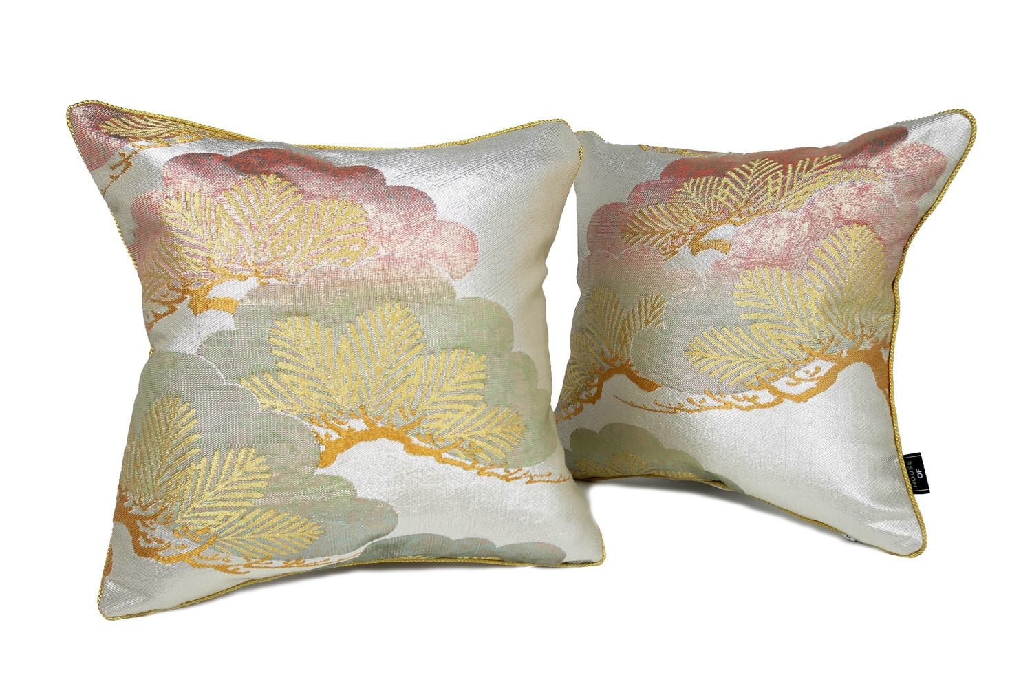 The Neo Japanesque ヴィンテージ帯地クッション 松文様<白銀> 28×28cm 中材付 - HOUSE OF JAPAN Shop