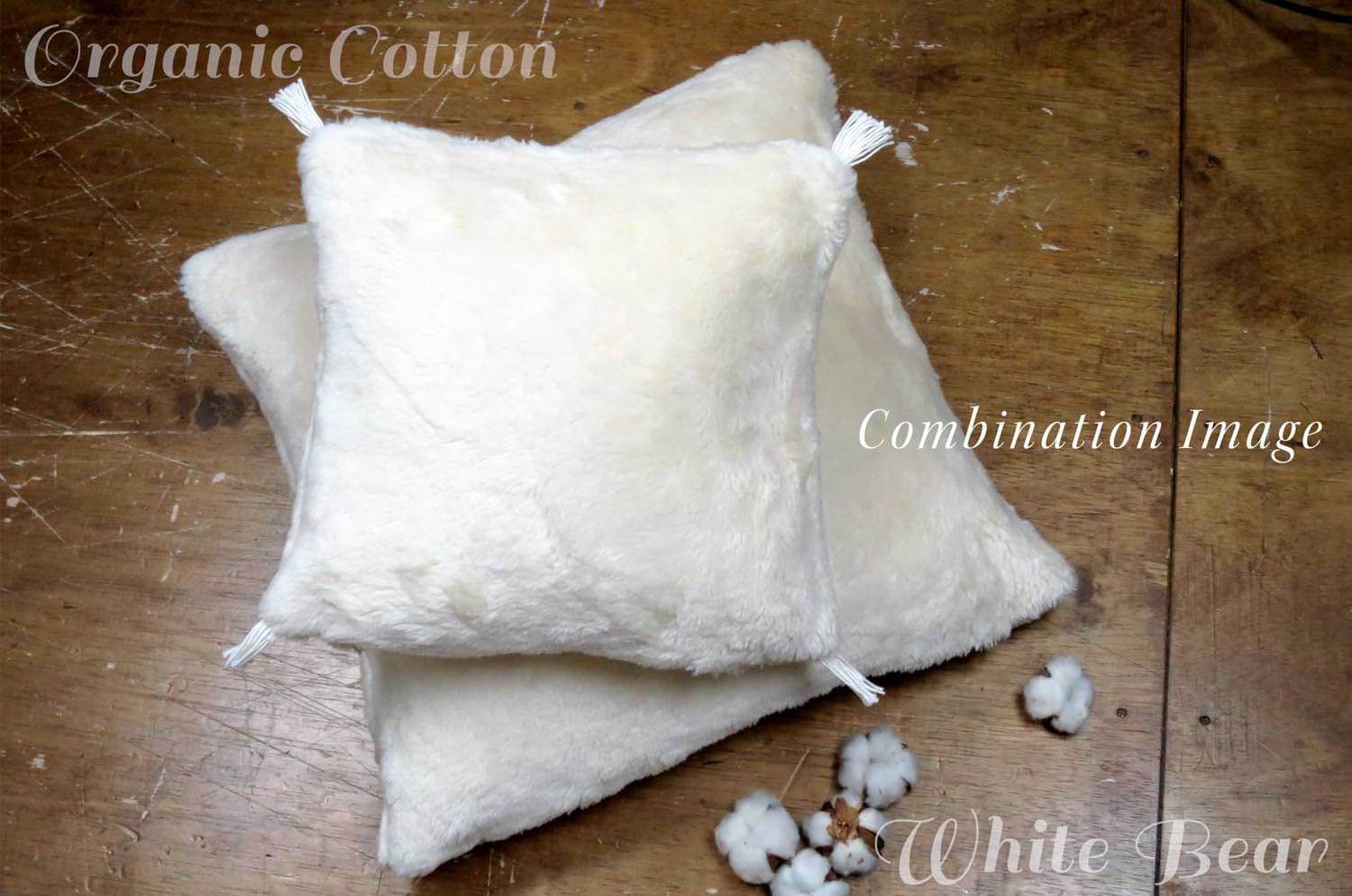 The Organic Cotton ホワイトベア オーガニックコットンファークッションカバー 45×45cm - HOUSE OF JAPAN Shop