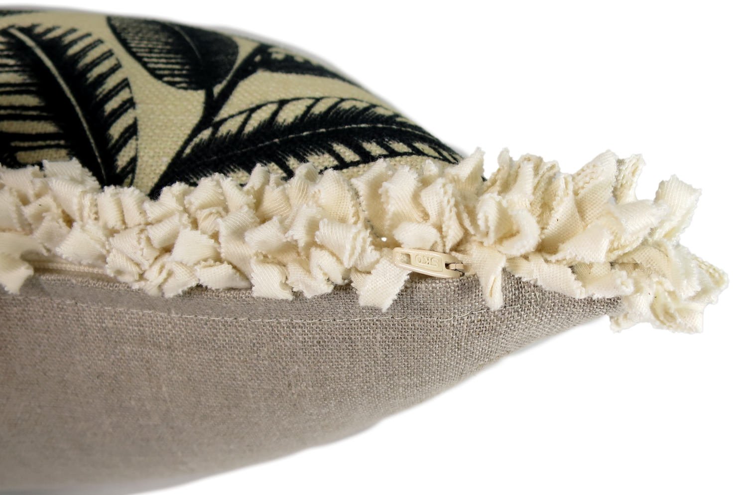 The Orphee オルフェ 草花の奏 ループフリンジリネン混クッション 65×31cm 中材付 - HOUSE OF JAPAN Shop