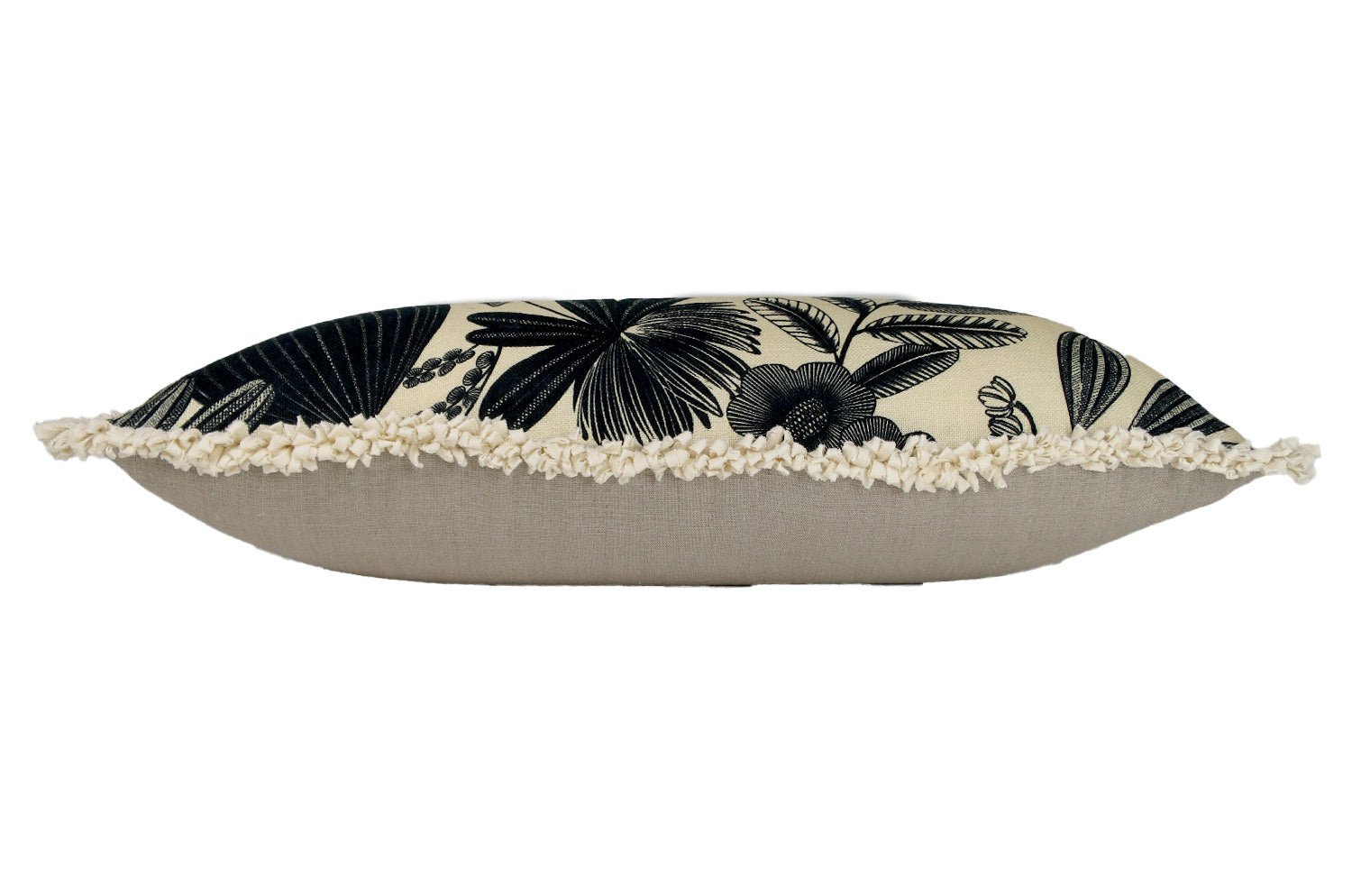 The Orphee オルフェ 草花の奏 ループフリンジリネン混クッション 65×31cm 中材付 - HOUSE OF JAPAN Shop