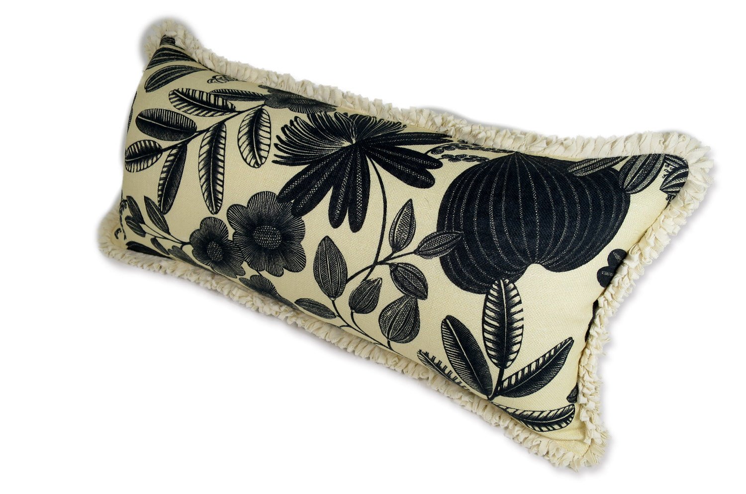 The Orphee オルフェ 草花の奏 ループフリンジリネン混クッション 65×31cm 中材付 - HOUSE OF JAPAN Shop