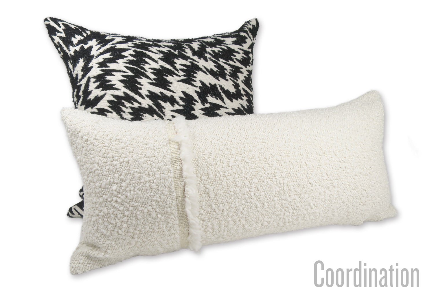 The Ovis Boucle オービスブークレ フリンジクッション (アイボリー) 60×28cm 中材付 - HOUSE OF JAPAN Shop