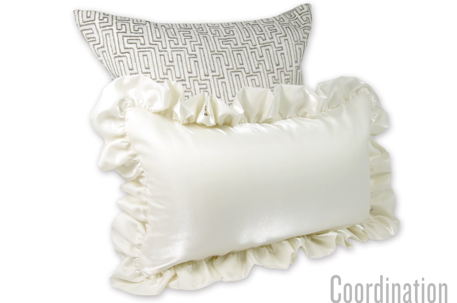 The Pearl Satin パールサテン パフフリル横長クッション 50×30cm(62×42cm) 中材付 - HOUSE OF JAPAN Shop