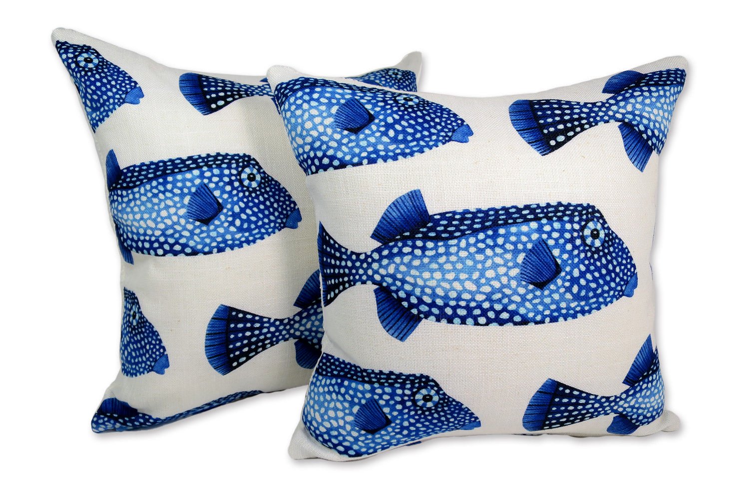 The POISSONS COFFRE フレンチリネン混 〔ハコフグ達〕クッションカバー 40×40cm - HOUSE OF JAPAN Shop