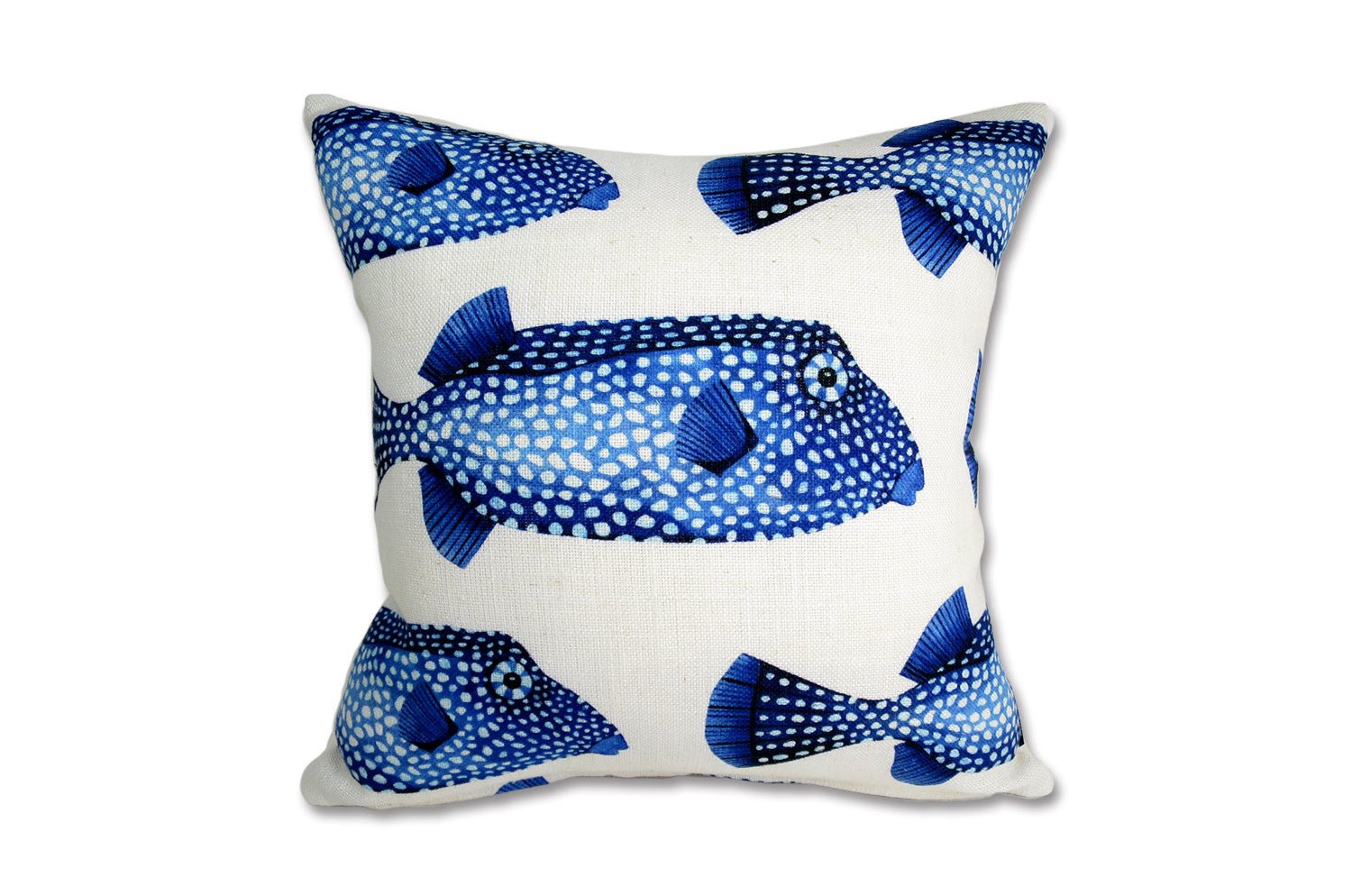 The POISSONS COFFRE フレンチリネン混 〔ハコフグ達〕クッションカバー 40×40cm - HOUSE OF JAPAN Shop