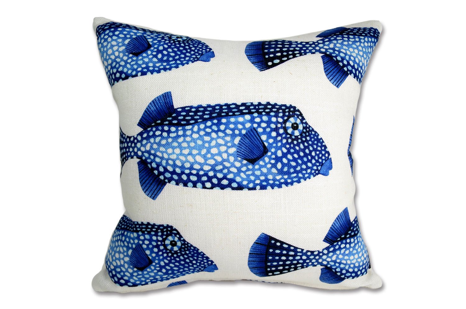 The POISSONS COFFRE フレンチリネン混 〔ハコフグ達〕クッションカバー 45×45cm - HOUSE OF JAPAN Shop