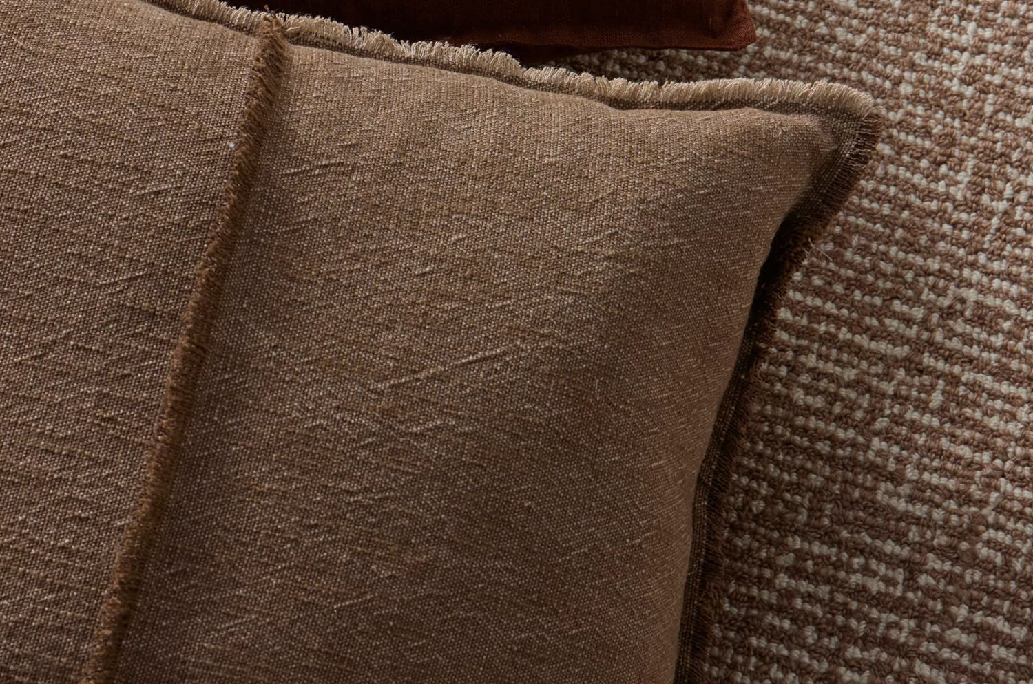 The Pure Fringe 自然素材フリンジ付きクッションカバー リネン&コットン (Cocoa) 50×50cm - HOUSE OF JAPAN Shop