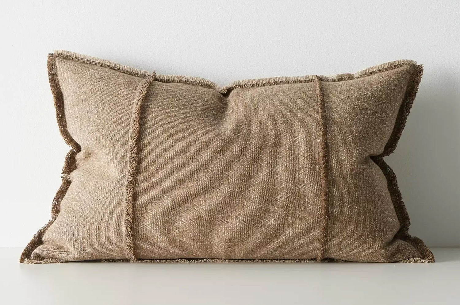 The Pure Fringe 自然素材フリンジ付きクッション リネン&コットン (Cocoa) 60×40cm 中材付 - HOUSE OF JAPAN Shop