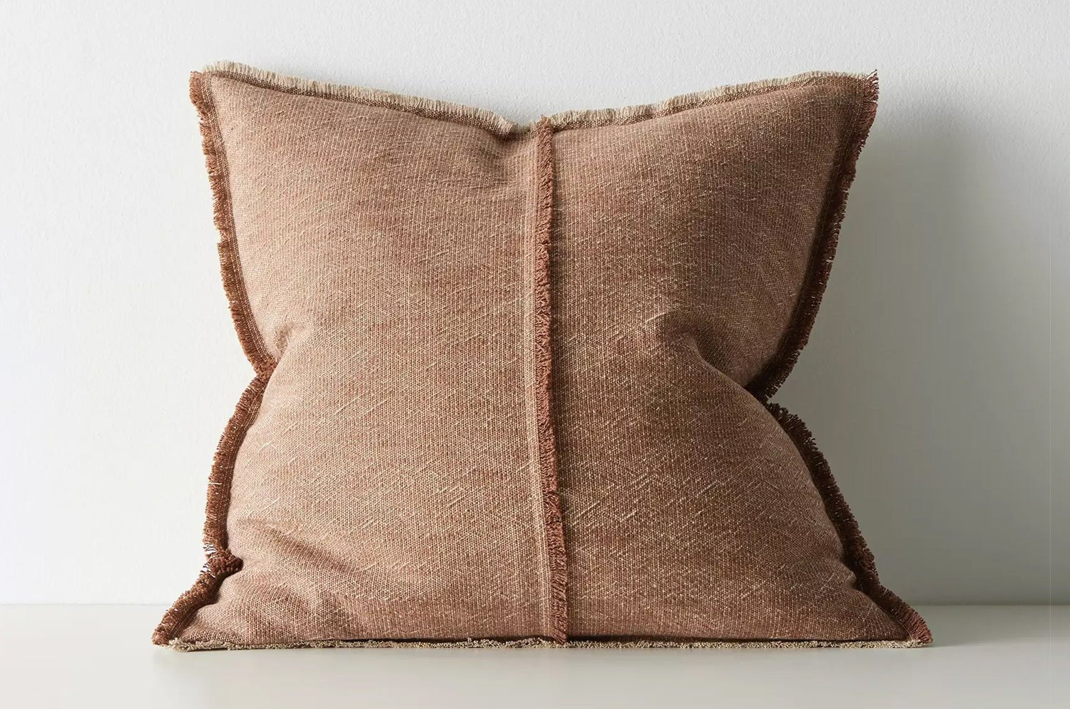 The Pure Fringe 自然素材フリンジ付きクッションカバー リネン&コットン (Rusty) 50×50cm - HOUSE OF JAPAN Shop