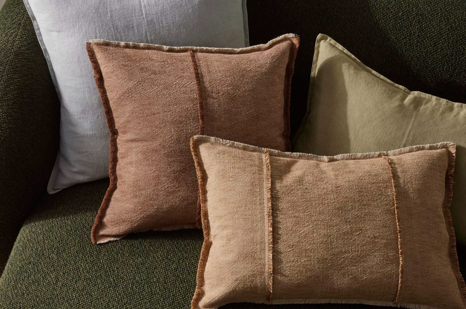 The Pure Fringe 自然素材フリンジ付きクッションカバー リネン&コットン (Rusty) 50×50cm - HOUSE OF JAPAN Shop