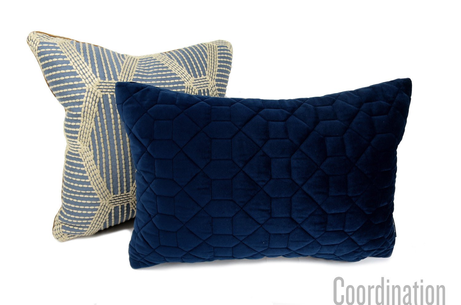 The Quilted シルクタッチ幾何学キルト クッション Atlantic 45×30cm 中材付 - HOUSE OF JAPAN Shop