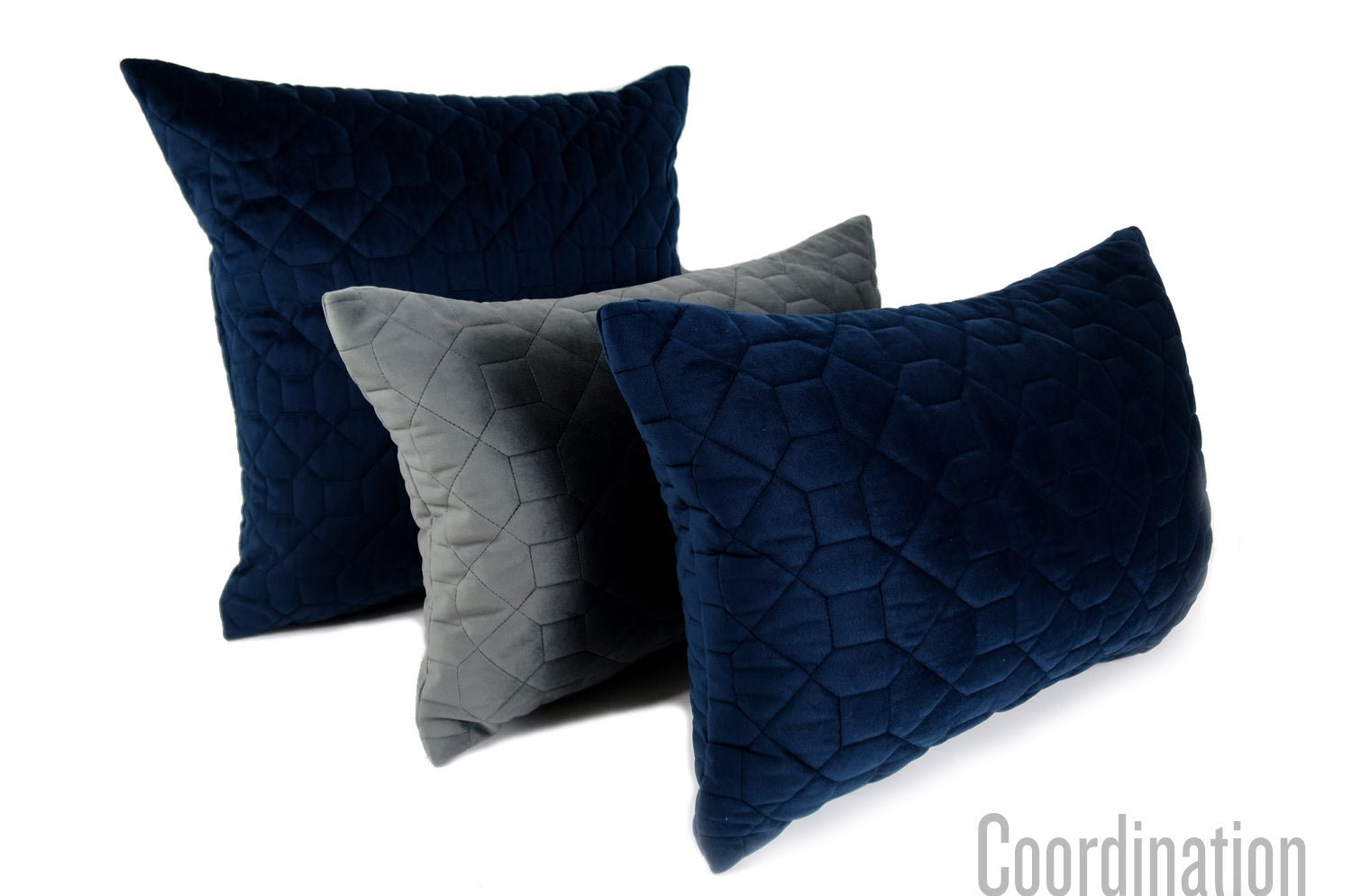 The Quilted シルクタッチ幾何学キルト クッションカバー Atlantic 45×45cm - HOUSE OF JAPAN Shop