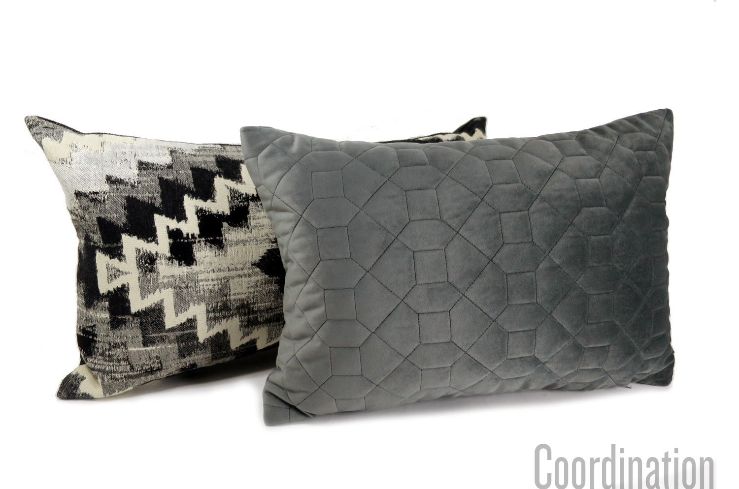 The Quilted シルクタッチ幾何学キルト クッション Shadow 45×30cm 中材付 - HOUSE OF JAPAN Shop