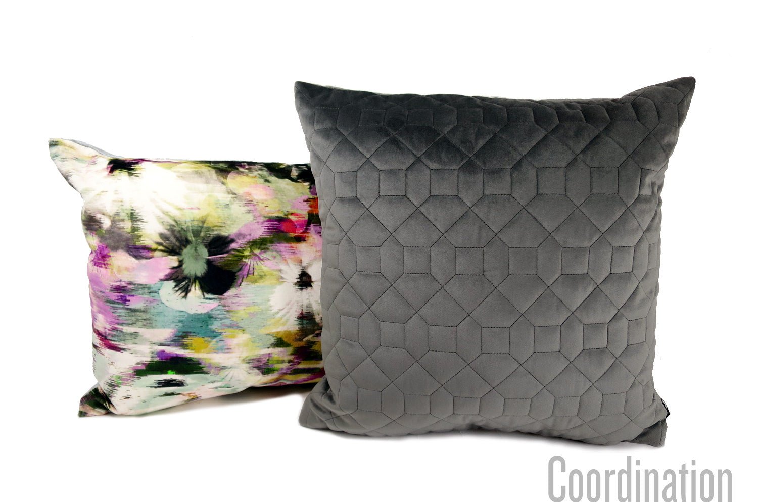 The Quilted シルクタッチ幾何学キルト クッションカバー Shadow 45×45cm - HOUSE OF JAPAN Shop