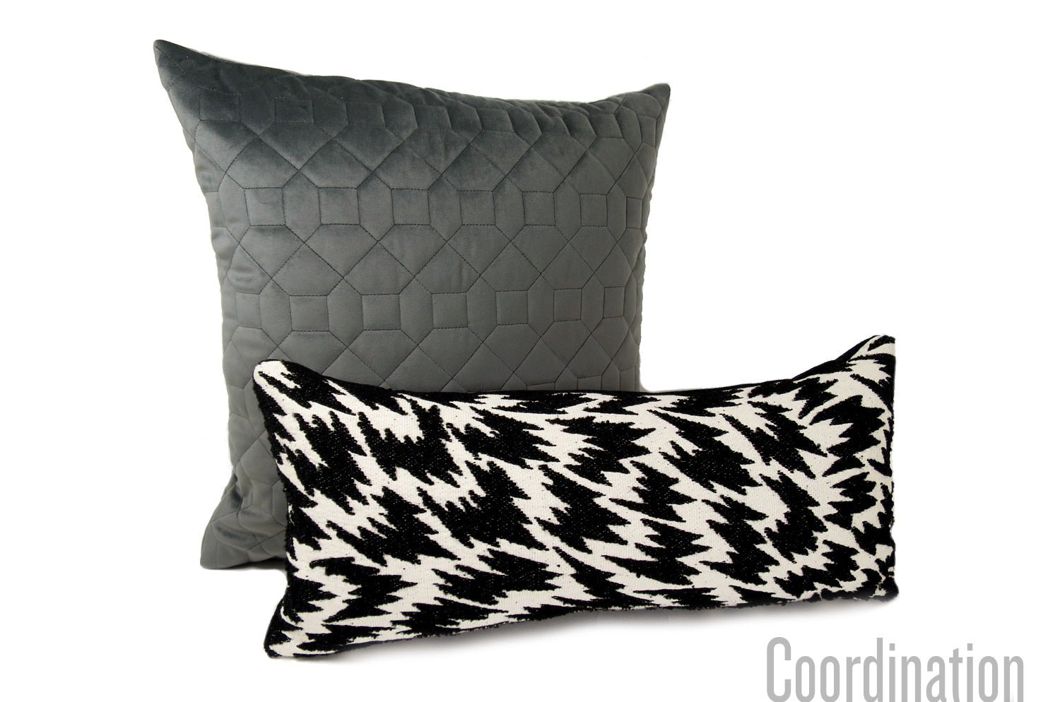 The Quilted シルクタッチ幾何学キルト クッションカバー Shadow 45×45cm - HOUSE OF JAPAN Shop