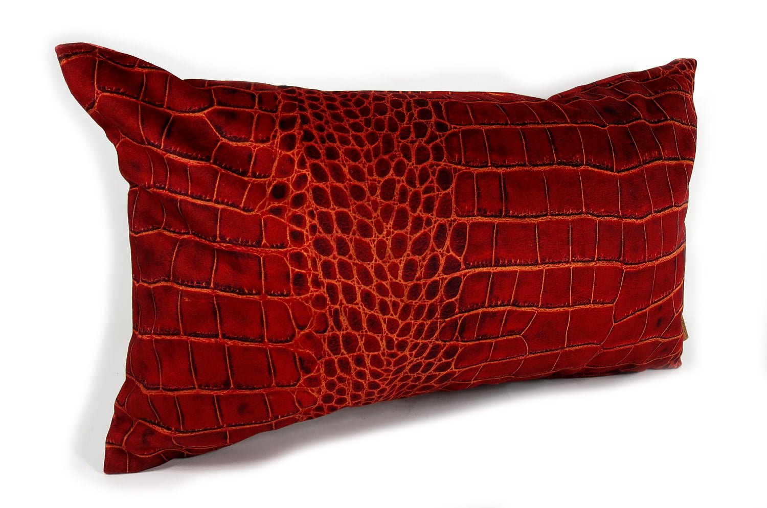 The Reddishbrown Crocodile スペイン製起毛スエード調クロコダイル柄クッション レディッシュブラウン 50×30cm 中材付 - HOUSE OF JAPAN Shop