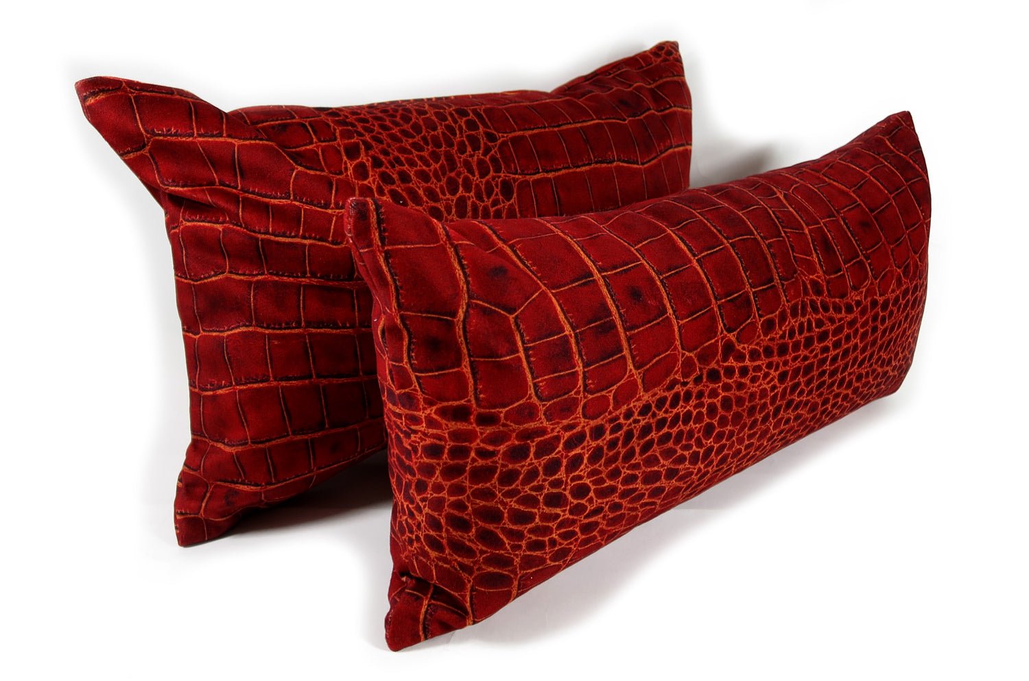 The Reddishbrown Crocodile スペイン製起毛スエード調クロコダイル柄クッション レディッシュブラウン 50×30cm 中材付 - HOUSE OF JAPAN Shop