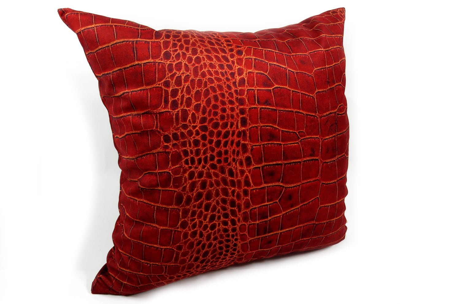 The Reddishbrown Crocodile スペイン製 起毛スエード調 クロコダイル柄クッションカバー レディッシュブラウン 50×50cm - HOUSE OF JAPAN Shop