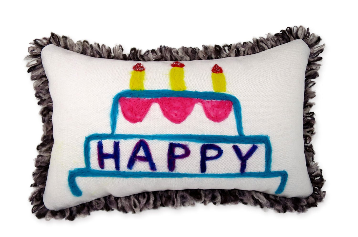 The ROMO 癒されレタードメッセージクッション(Happy CAKE) ハンドメイド 49(53)×29(33)cm 中材付 - HOUSE OF JAPAN Shop