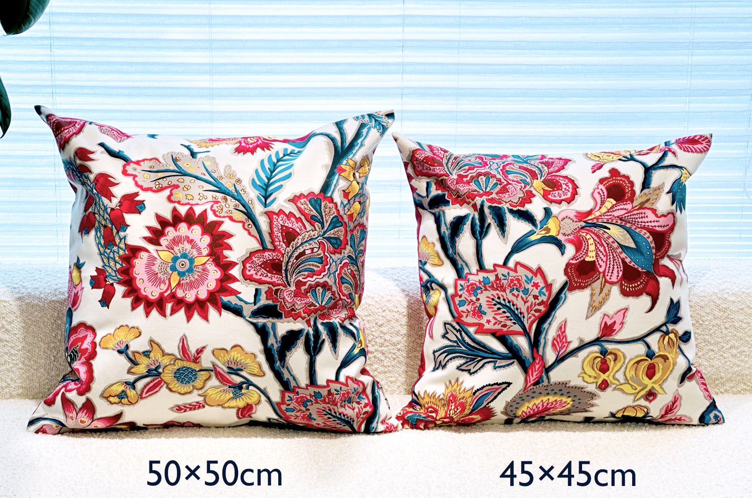 The ROMY ロミー オリエンタルフラワー クッションカバー (ホワイトレッド) 45×45cm - HOUSE OF JAPAN Shop