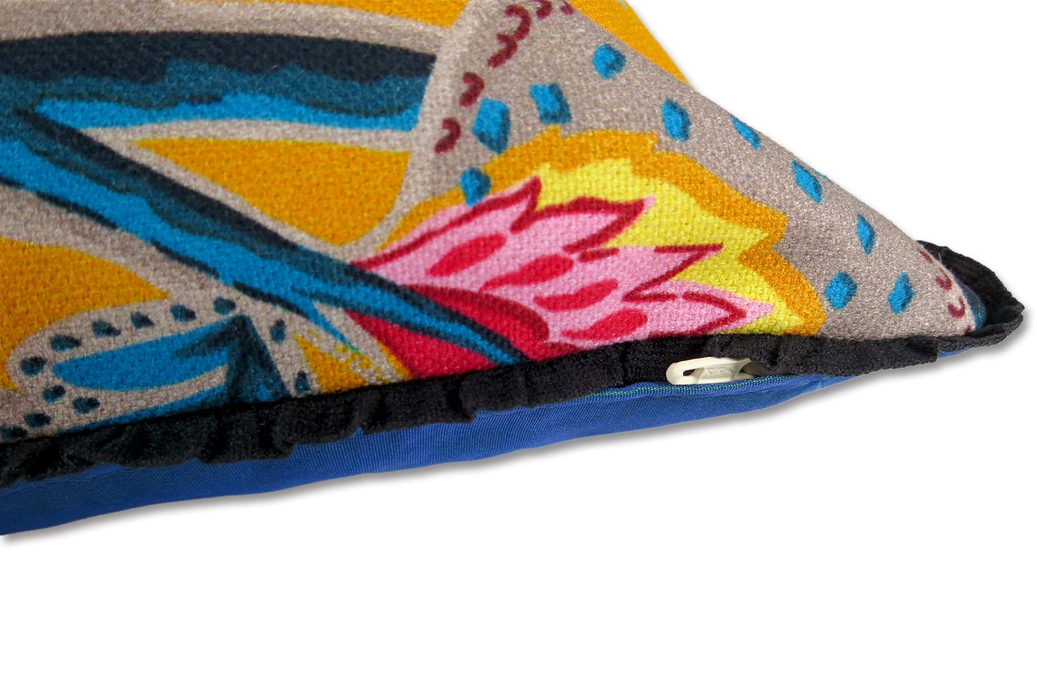 The ROMY ロミー オリエンタルフラワー 横長クッション (ゴールデンイエロー) 50×30cm 中材付 - HOUSE OF JAPAN Shop