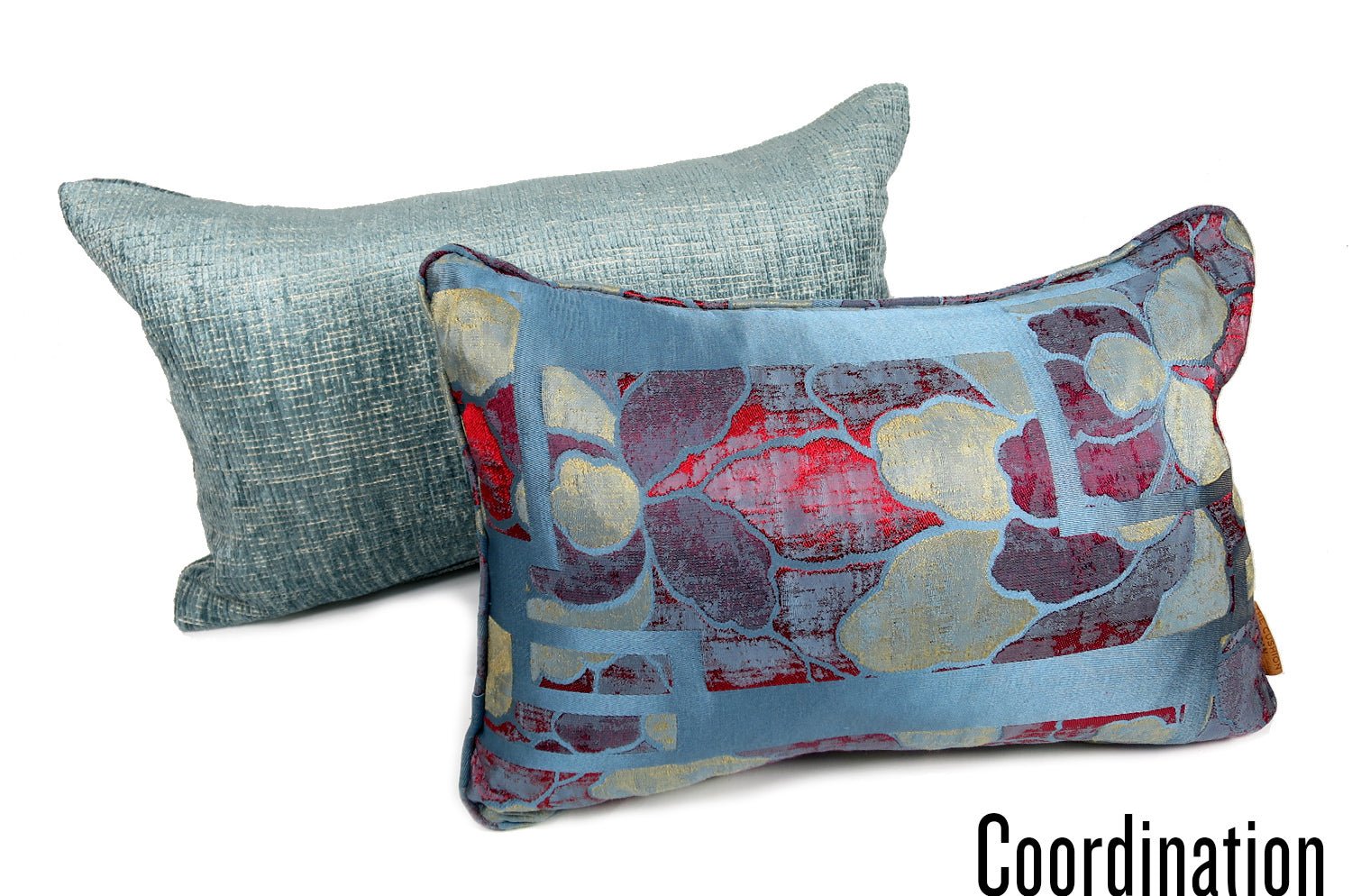 The ROUEN アルマーニカーザ ルーアン ジャカードベルベットクッション(スカイブルー) 50×30cm 中材付 - HOUSE OF JAPAN Shop