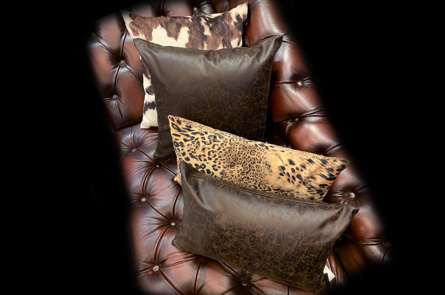 The Scratch Synthetic Leather スクラッチフェイクレザークッション ダークブラウン 45×30cm 中材付 - HOUSE OF JAPAN Shop