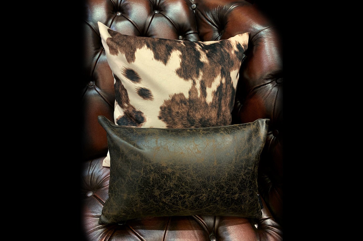 The Scratch Synthetic Leather スクラッチフェイクレザークッション ダークブラウン 45×30cm 中材付 - HOUSE OF JAPAN Shop