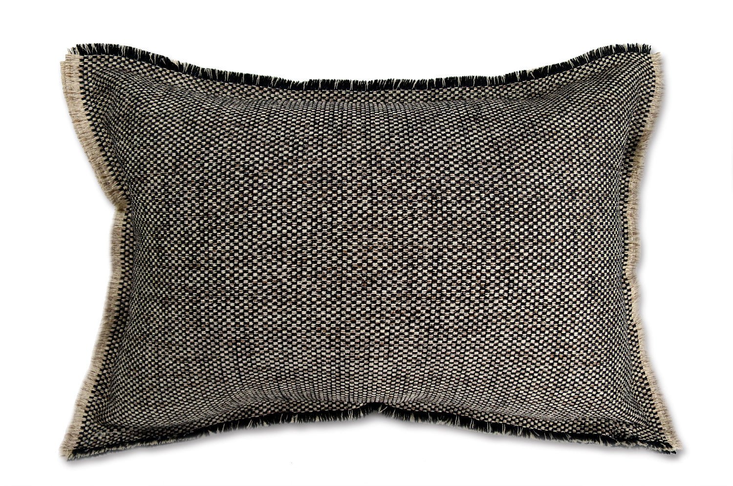 The Shaggy シャギーフリンジ横長クッション ブラックミックス 45(48)×30(33)cm 中材付 - HOUSE OF JAPAN Shop