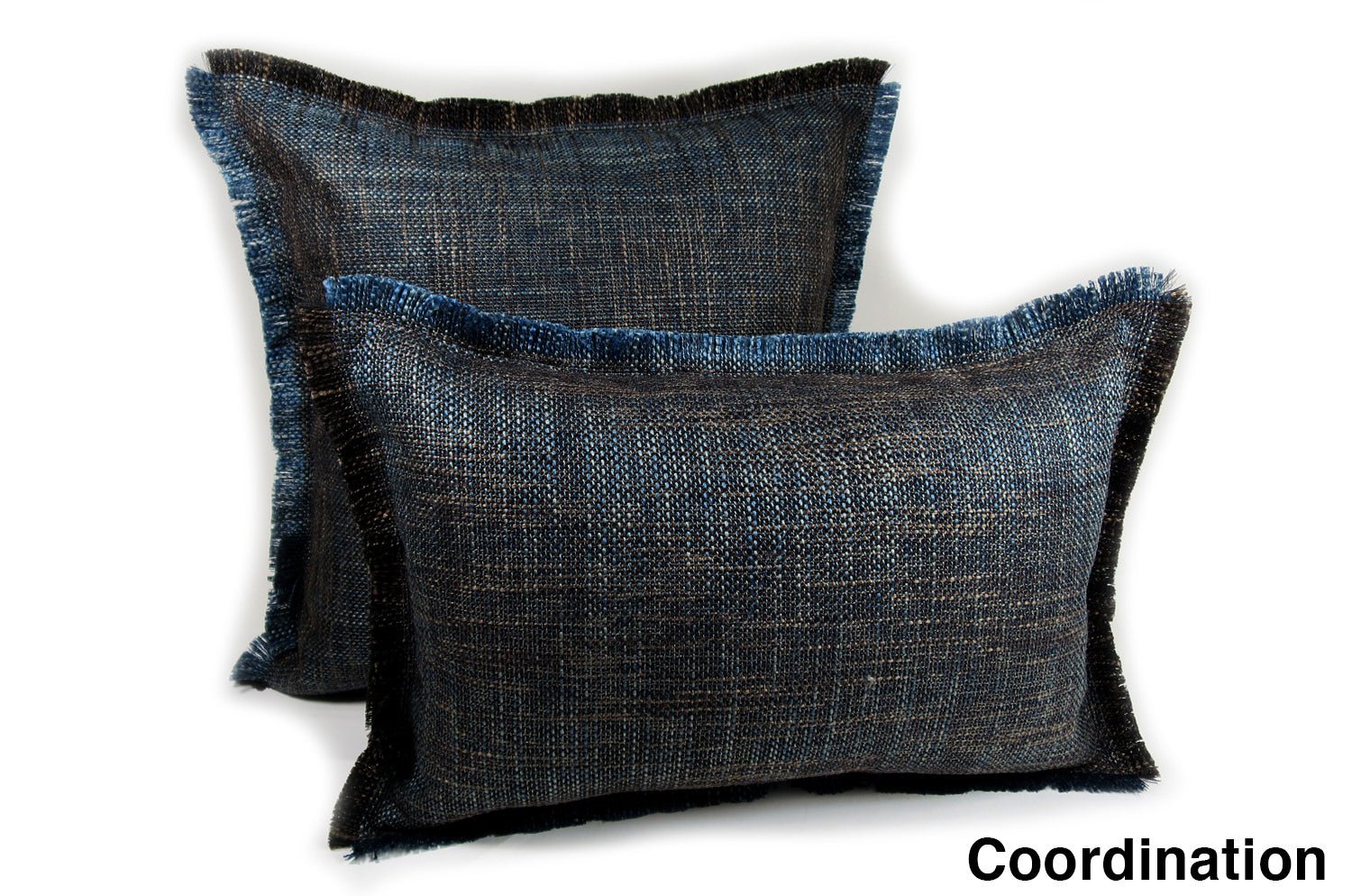 The Shaggy シャギーフリンジクッション ネイビーミックス 45(49)×30(34)cm 中材付 - HOUSE OF JAPAN Shop