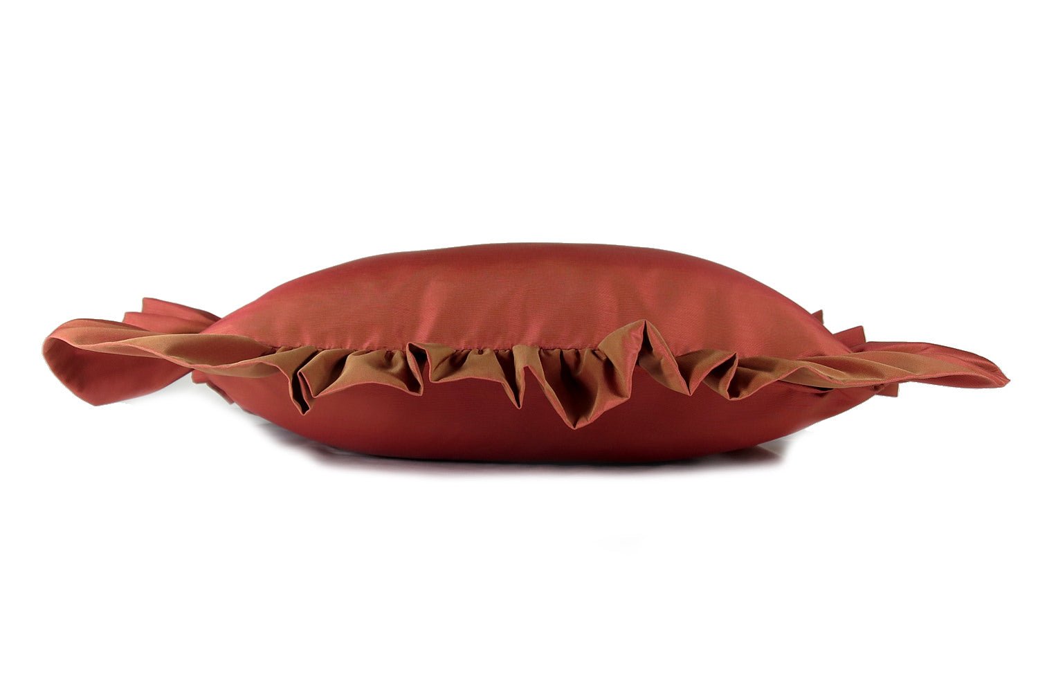 The Shantung Brick Ruffle シャンタンパフフリルクッションカバー ブリック色 45×45cm(61cm) - HOUSE OF JAPAN Shop