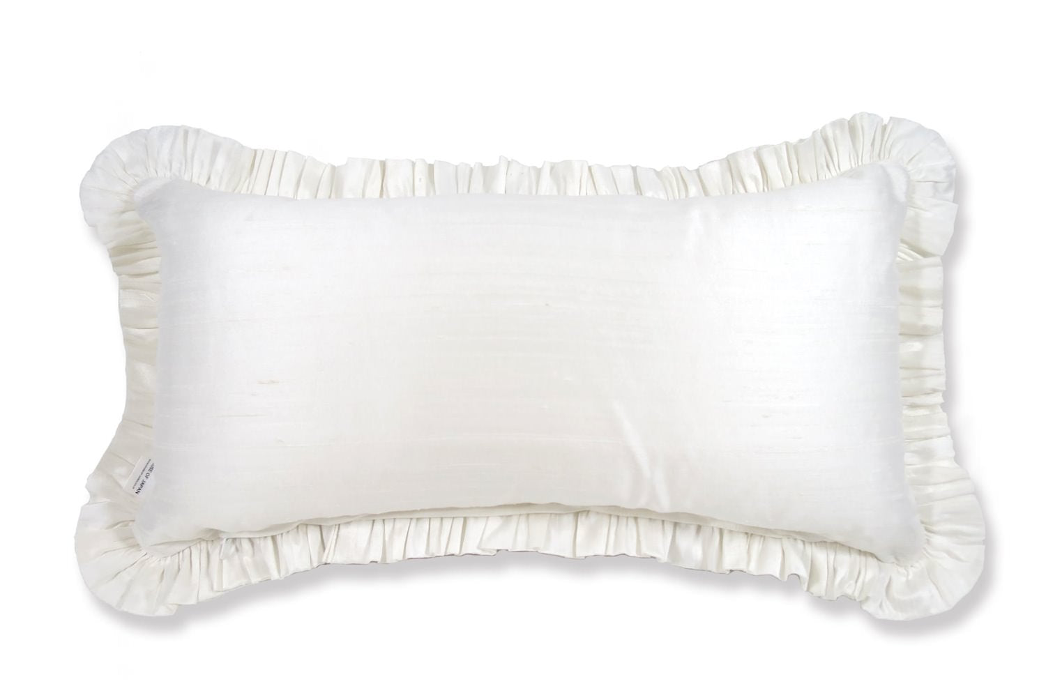 The Silk Taffeta シルクタフタホワイトフリルクッション 50×29cm 中材付 - HOUSE OF JAPAN Shop