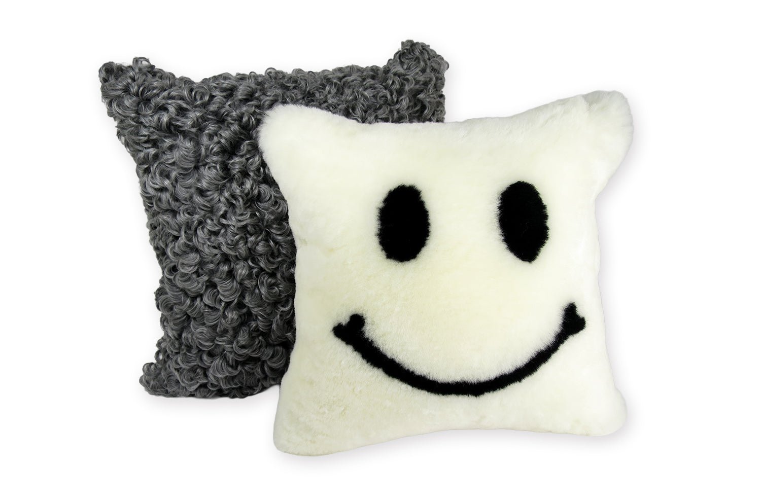 The SMILE 『ニコフェイス®』 スマイル ムートン クッション (ホワイト) 35×35cm 中材付 - HOUSE OF JAPAN Shop