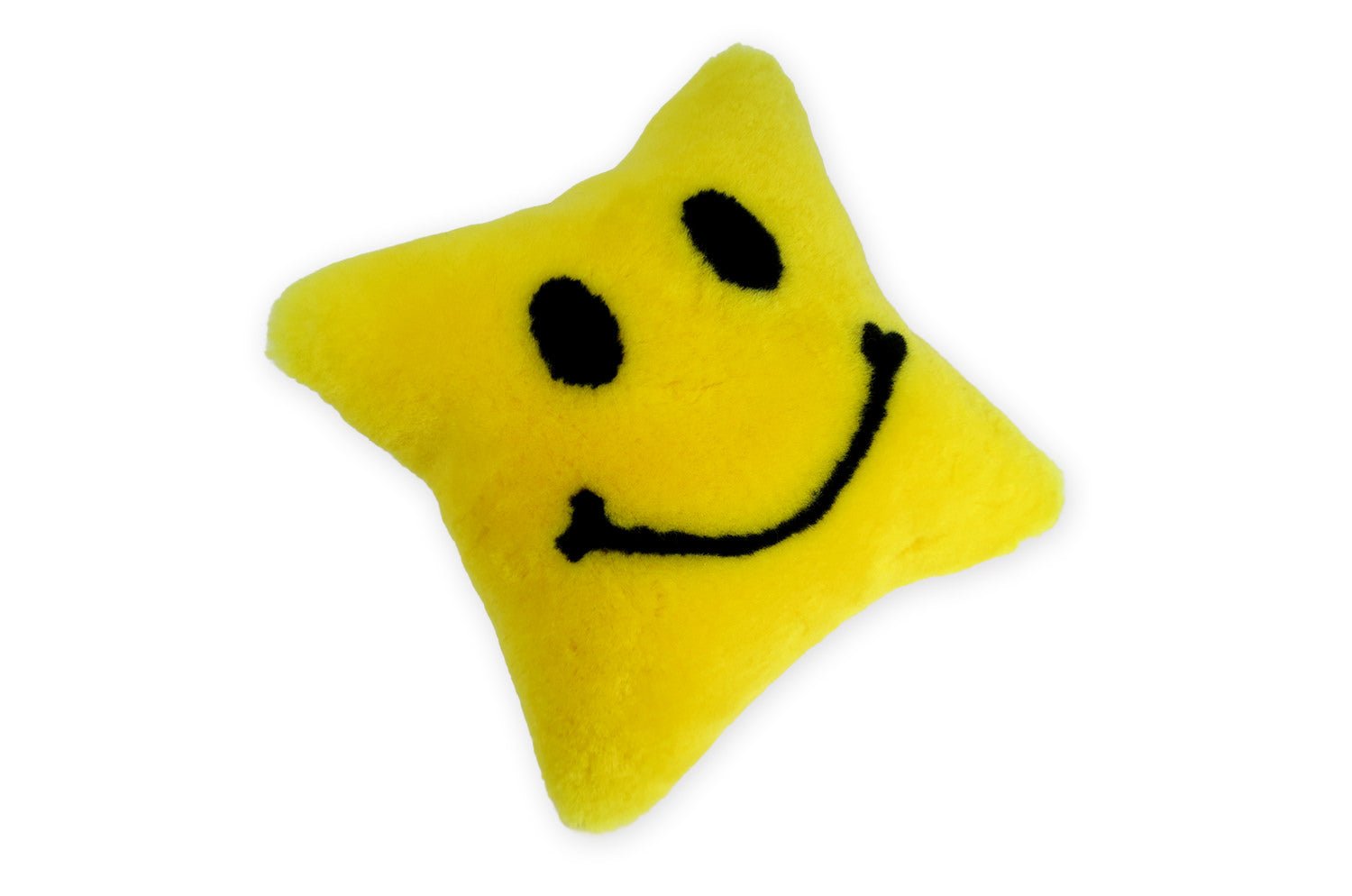 The SMILE 『ニコフェイス®』 スマイル ムートン クッション (イエロー) 35×35cm 中材付 - HOUSE OF JAPAN Shop