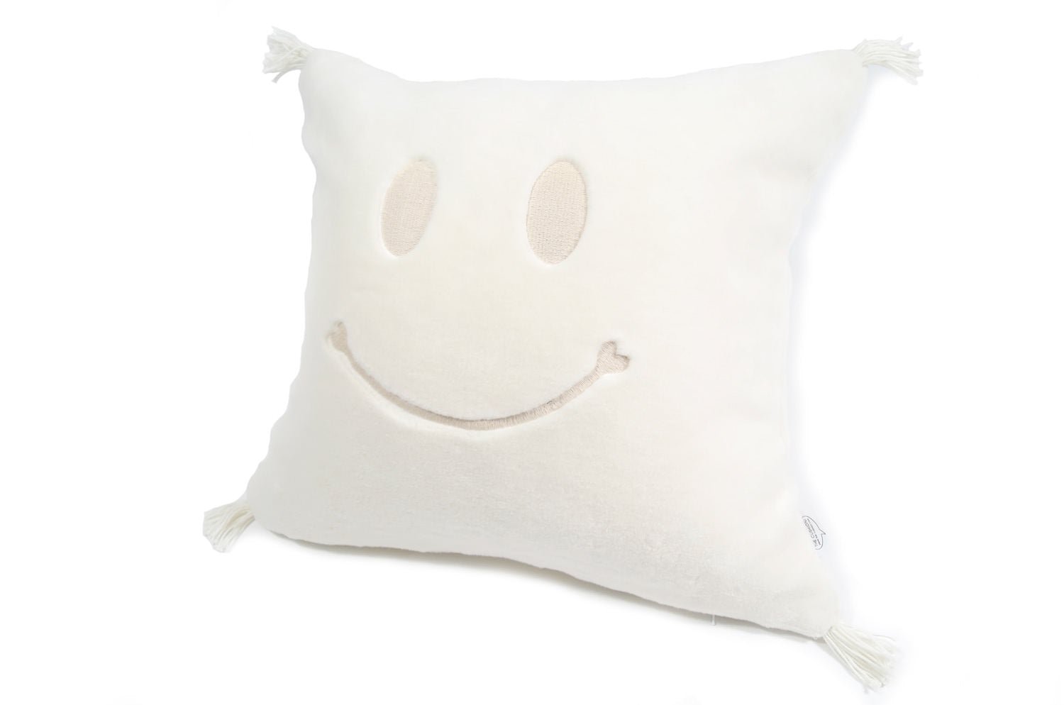 The Smile スマイル 『ニコフェイス®』刺繍オーガニックコットンファークッション 40×40cm 中材付 - HOUSE OF JAPAN Shop